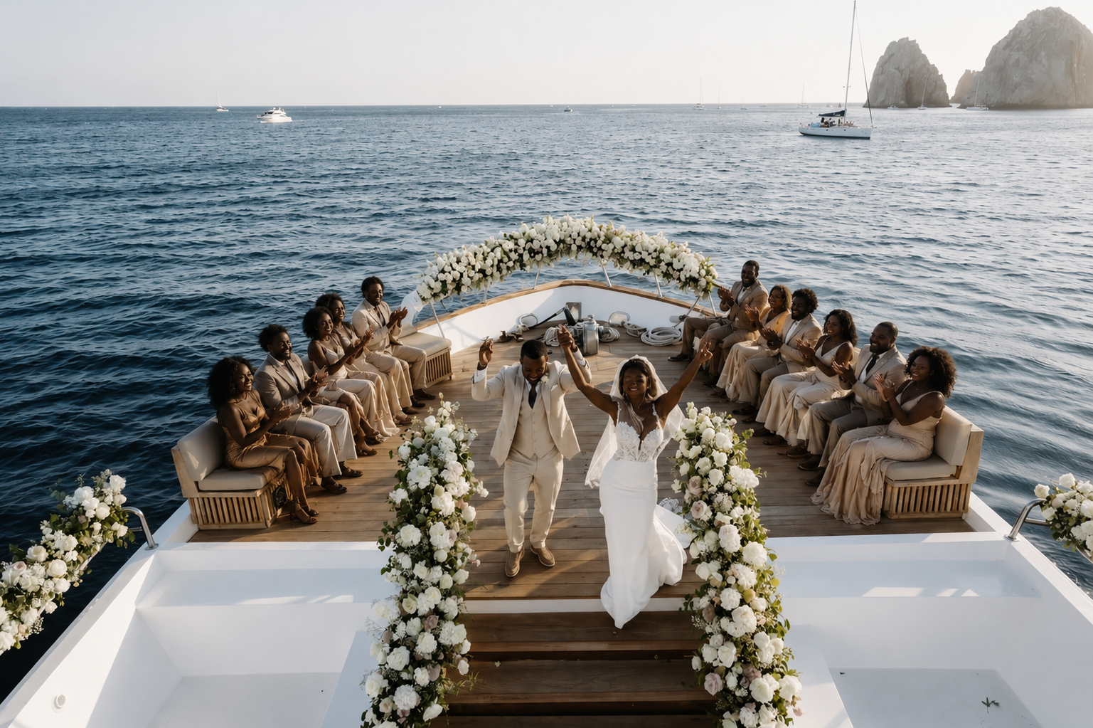 Wedding ceremony on a private yacht in Cabo San Lucas